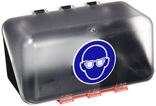 neoLab - Mini Aufbewahrungsbox für Schutzbrillen - Transparente Schutzbrillenbox aus ABS-Kunststoff mit Gebotszeichen nach VGB 125 - IP65 Box mit Wandhalterung für Sicherheitsbrille oder Mundschutz von neoLab