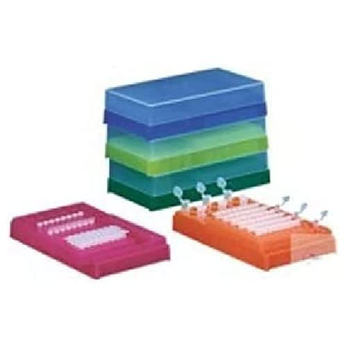 neoLab Polypropylen Combi-Rack mit Deckel für PCR-Tubes und Reaktionsgefäße, Pink, 210mm x 115mm x 78mm von neoLab