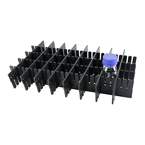 neoLab Polypropylen Rastereinsatz für 18 x 250ml Flaschen, Schwarz, 505mm x 305mm x 80mm von neoLab