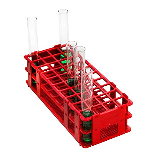 neoLab Polypropylen Reagenzglasgestelle für Autosampler, 4 x 10 Loch für Röhrchen mit 20mm Durchmesser, Rot von neoLab