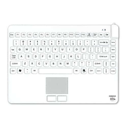 neoLab Silikon USB Hygiene PC Tastatur im Laptop-Design mit Touchpad, Standard Layout, Weiß, IP 68, 300mm Länge von neoLab