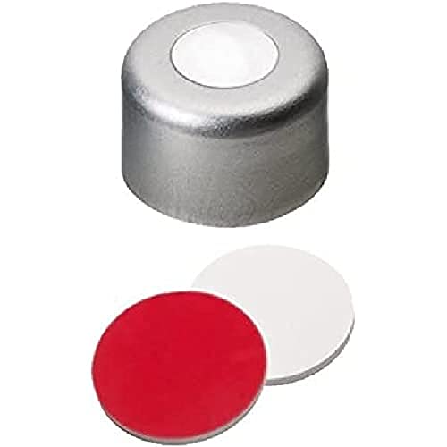 neochrom 7-0612 Alu-Bördelverschluss ND8 Farblos mit Loch, Silikon Weiß/PTFE Rot (100-er Pack) von neochrom