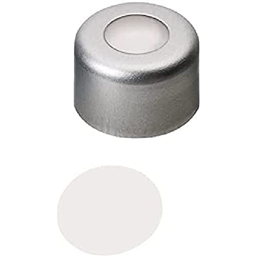 neochrom 7-0615 Alu-Bördelverschluss ND8 Farblos mit Loch, PTFE Virginal, 53 Grad Shore D (100-er Pack) von neochrom