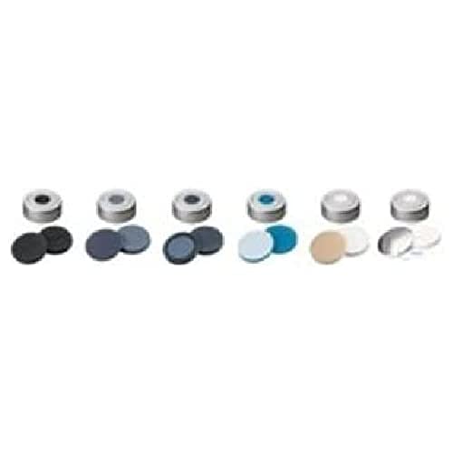 neochrom Aluminium Headspace-Kappe mit Septen, ND20, Walzblank, Butyl/PTFE Grau Septum, 20mm Durchmesser, 3mm Dicke, 100 Stück von neochrom