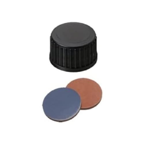 neochrom Polypropylen Schraubkappen, ND18, Geschlossen, Butyl Rot/PTFE Grau Septum, 1.6mm Dicke, 100 Stück von neochrom