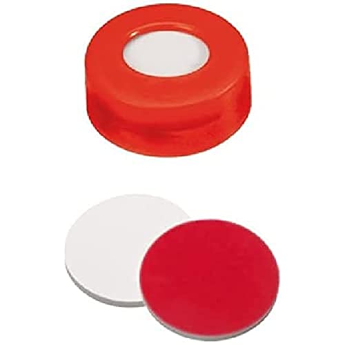 neochrom Schraubkappe, Glatt, Rotes PTFE/Weißes Silikon, Rot, 9mm Öffnung, 100 Stück von neochrom