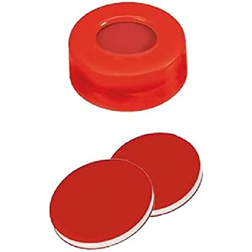 neochrom Schraubkappe, Glatt, Weißes Silikon/Rotes PTFE, Rot, 9mm Öffnung, 100 Stück von neochrom
