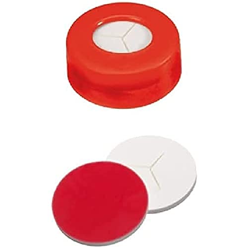 neochrom Schraubkappe, Glatt, Rotes PTFE/Weißes Silikon, Geschlitzt, Rot, 9mm Öffnung, 100 Stück von neochrom