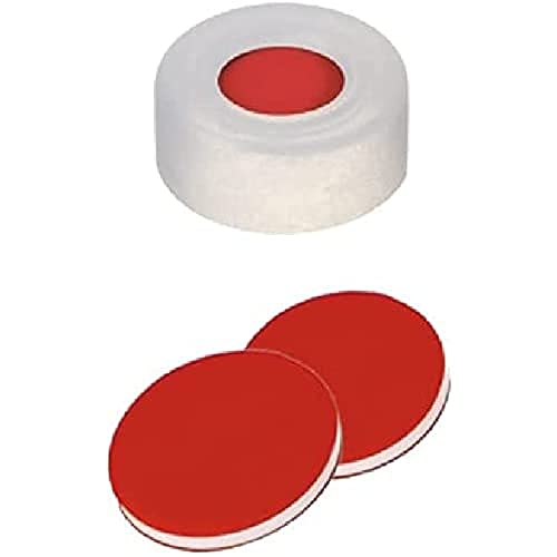 neochrom EC-1070 Schnappringkappe, 11 mm, Rotes PTFE/Weißes Silikon, Transparent (100-er Pack) von neochrom