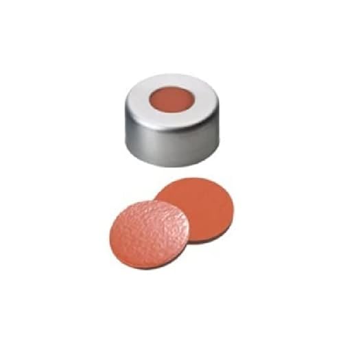 neochrom EC-1096 Bördelverschluss, 8 mm, Rotes PTFE/weißes Silikon, Silber (100-er Pack) von neochrom