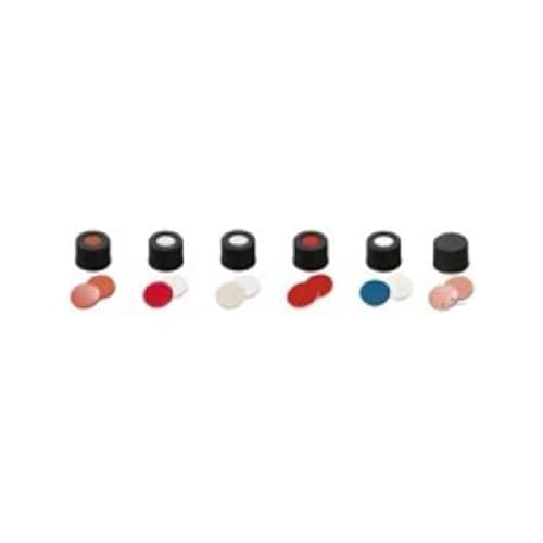 neochrom Schraubkappe, Weißes Silikon/Rotes PTFE mit Schlitz, Schwarz, 10mm Öffnung, 100 Stück von neochrom