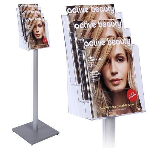 Prospektständer A4 dreistufig Aufsteller Prospekthalter Flyerständer Acryl Alu von net-xpress