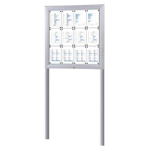 Schaukasten 12 x A4 mit Ständern (Erdmontage) Alu Infokasten wetterfest aussen von net-xpress