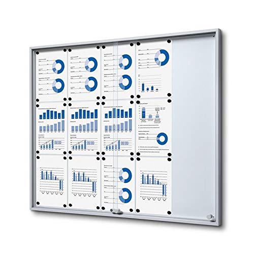 Schaukasten 15 x A4 Alu mit Schiebetüren Infokasten innen ESG Sicherheitsglas 15x DIN A4 von net-xpress