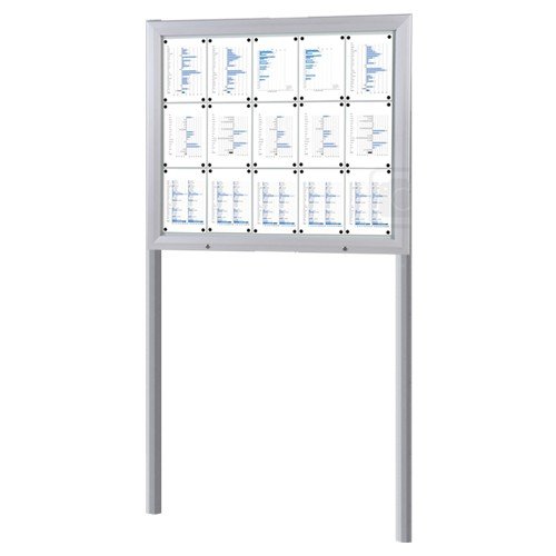 Schaukasten 15 x A4 mit Ständern (Erdmontage) Alu Infokasten wetterfest aussen von net-xpress