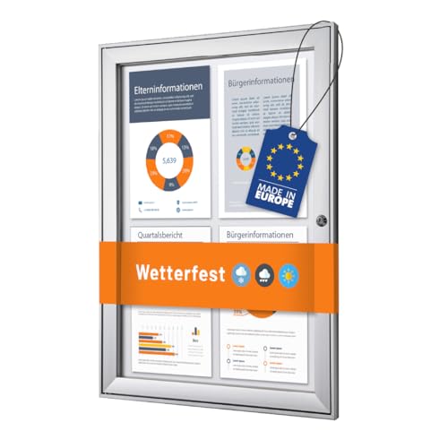 Schaukasten außen 4x DIN A4 | wetterfest | abschließbarer Infokasten mit SAN-Scheibe | beschreibbare magnetische Rückwand | ideal für Außenbereich & Outdoor Wand-Montage von net-xpress