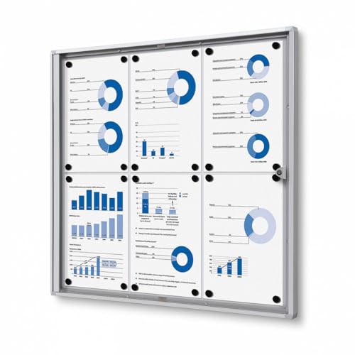 Schaukasten 6x A4 Alu silber Infokasten magnetisch Innen 6xA4 Schaukasten von net-xpress