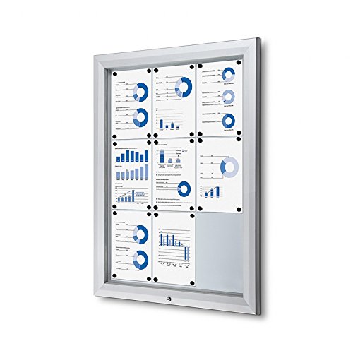 Schaukasten 9x A4, ESG Sicherheitsglas B1 Alu Infokasten wetterfest aussen 9xA4 von net-xpress