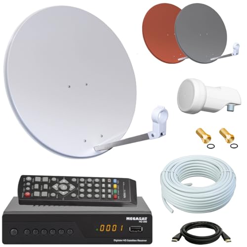 Digital SAT Anlage 60cm + HD Receiver + 10m Kabel + Opticum Single LNB = HD Komplett Set (3 Farben wählbar) von netshop 25