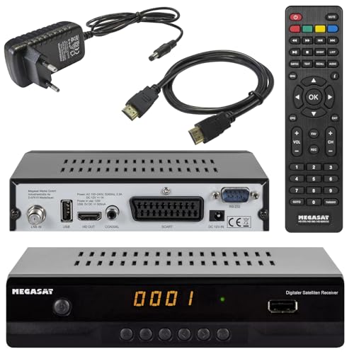 Megasat HD 390 HD SAT Receiver (HDTV, DVB-S2, HDMI, 1080p, SCART, USB Mediaplayer, Full HD, Astra vorinstalliert) inkl. netshop 25 HDMI Kabel von netshop 25