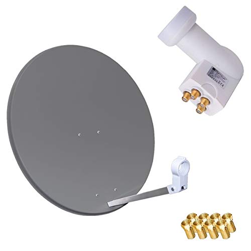 netshop 25 HD Sat Anlage 80cm Spiegel + Opticum Quad LNB für 4 Teilnehmer (3 Farben wählbar) von netshop 25