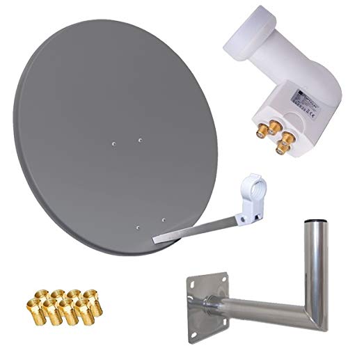 netshop 25 HD Sat Anlage 80cm Spiegel + Opticum Quad LNB für 4 Teilnehmer + 40cm Wandhalter (3 Farben wählbar) von netshop 25