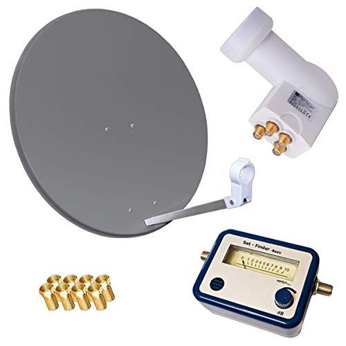 netshop 25 HD Sat Anlage 80cm Spiegel + Opticum Quad LNB für 4 Teilnehmer + SAT Finder (3 Farben wählbar) von netshop 25