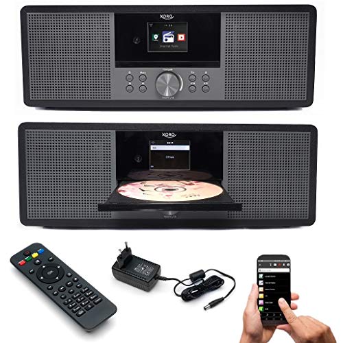 netshop 25 Internetradio Xoro HMT 600 WLAN mit CD-Player DAB+/FM Radio Bluetooth WiFi USB Anschluss MP3 Spotify Connect Web Radio App- Steuerung und Fernbedienung (schwarz) von netshop 25