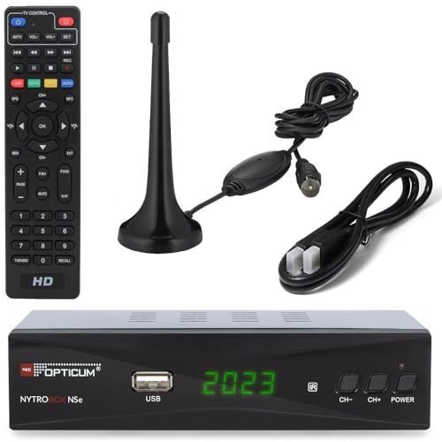 Opticum NSE DVB-T2 Receiver + aktive Zimmerantenne + HDMI Kabel, HDTV für frei Empfangbare DVB-T2 Sender mit USB TV Aufnahme (PVR Ready) Opticum NSE DVB-T2 Receiver + aktive Zimmerantenne + HDMI Kabel, HDTV für frei Empfangbare DVB-T2 Sender mit USB TV Aufnahme (PVR Ready) von netshop 25