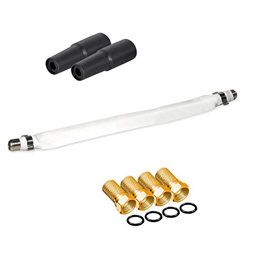 netshop 25 Anschluss Set: 4X F-Stecker 7mm mit Dichtungsring, 2X Wetterschutz für F-Stecker, 1x Fensterdurchführung, 1x Montageanleitung (für Koaxialkabel z.B. Sat Anlage) von netshop 25