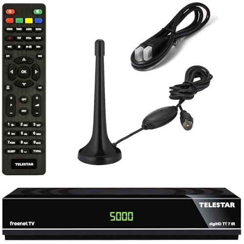 Telestar DVB-T2 Receiver + 3 Monate Freenet GRATIS + DVB-T Antenne + netshop 25 HDMI Kabel, HDTV, PVR Ready, HD USB Mediaplayer, HDMI (Hybrid Receiver für DVB-T2 und Kabel TV) von netshop 25