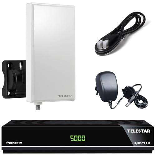 netshop 25 Telestar DVB-T2 Receiver + 3 Monate Freenet GRATIS + DVB-T Außenantenne HDMI Kabel, HDTV, PVR Ready, HD USB Mediaplayer, HDMI (Hybrid Receiver für DVB-T2 und Kabel TV) von netshop 25