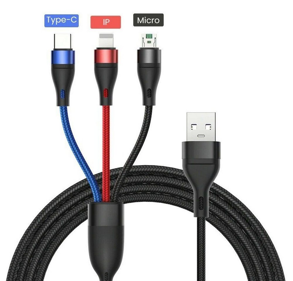 neue dawn USB Schnellladekabel für iPhone/Samsung/Motorola/Huawei/Google/XIAOMI Smartphone-Kabel, Micro-USB, USB C, Lightning, (120.000 cm), iPhone14 pro max Samsung Z Flip4 S21 A51 M31 von neue dawn