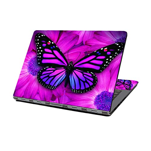 Laptop Skin Aufkleber Aufkleber 13" 13,3" 14" 15" 15,4" 15,6 Zoll Laptop Vinyl Skin Sticker Cover Art Decal Protector Notebook PC (rosa Schmetterling) von newplenty