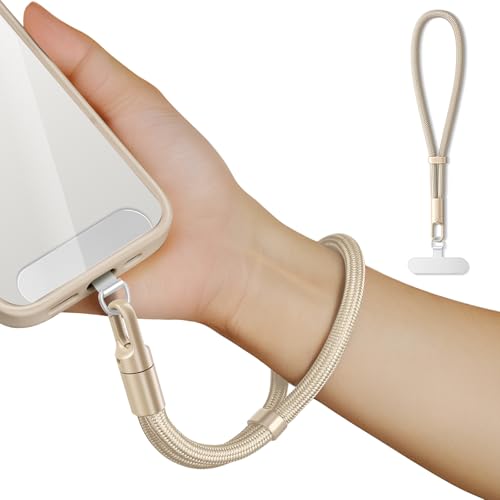 newplenty Handykette Kurz Universal,Verstellbar Handyanhänger, Schlüsselband, Handschlaufe, Handygurt, Handgelenk,Handyband, Anti Verlust mit Ultradünnem Patch (Kamel) von newplenty