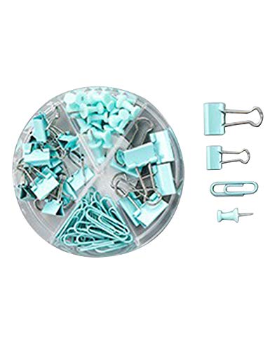 newrong Büroportfolio Retractable Roller Ball sortiert Ordentlich Pinnadeln Binder Clip Kunststoffkopf Büromaterial Praktisch Klein Klammern Foldback Clips Reißnägel Hellblau Kombinationspakete von newrong