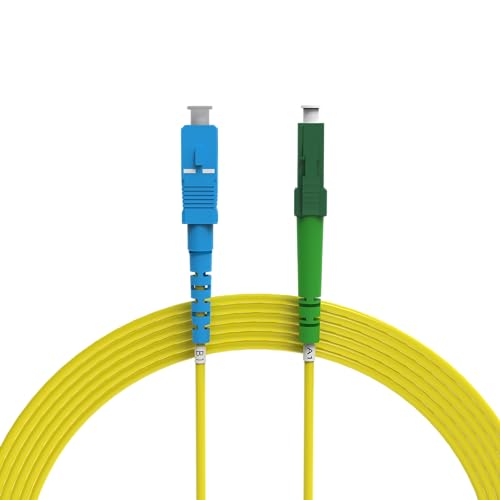 nexinex OS2 Glasfaserkabel LC/APC auf SC/UPC (20m) Patchkabel | Simplex Singlemode FTTH Glasfaser LWL Lichtwellenleiter Kabel LC/SC von nexinex