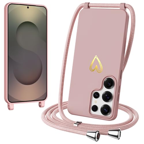 Handykette für Samsung Galaxy S25 Ultra Hülle mit Band, Herz Love Muster Necklace Handyhülle mit Abnehmbar Kette Kordel zum Umhängen, Weiche Silikonhülle mit Verstellbar Schnur Halskettenhülle Handykette für Samsung Galaxy S25 Ultra Hülle mit Band, Herz Love Muster Necklace Handyhülle mit Abnehmbar Kette Kordel zum Umhängen, Weiche Silikonhülle mit Verstellbar Schnur Halskettenhülle von nicekool