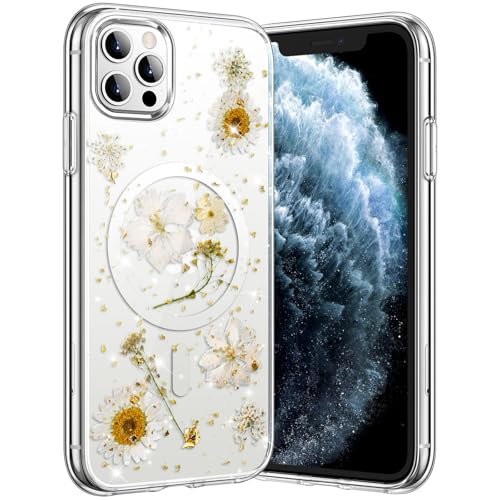 Magnetisch Hülle Blumen für iPhone 11 Pro, Kompatibel mit MagSafe, Durchsichtig Sonnenblume Handyhülle Glitzer Echte Getrocknete Blumen Hülle Transparent Stoßfest Schutzhülle Florale Gänseblümchen Magnetisch Hülle Blumen für iPhone 11 Pro, Kompatibel mit MagSafe, Durchsichtig Sonnenblume Handyhülle Glitzer Echte Getrocknete Blumen Hülle Transparent Stoßfest Schutzhülle Florale Gänseblümchen von nicekool