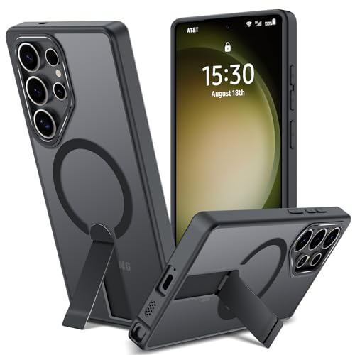 Magnetische Hülle für Samsung Galaxy S22 Ultra/S23 Ultra mit Unsichtbarer Ständer, Kompatibel mit Magsafe, Transluzent Matt Integrierter Ständer Handyhülle Stoßfest Kratzfeste Schutzhülle, 3 Standmodi von nicekool