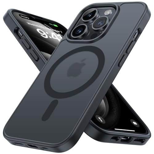Matt Hülle für iPhone 14 Pro Kompatibel mit MagSafe Magnetisch Hülle Matt Rückseite Kratzfeste Dünn Samtweiche Haptik Schutzhülle Transluzent Mattiert Stoßfest FallSchutz Handyhülle Matt Schwarz von nicekool