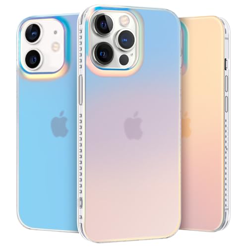 nicekool Hülle für iPhone 12/12 Pro 6,1 Zoll, HandyHülle Case für iPhone 12/12 Pro Schutzhülle Kratzfeste Rückseite Durchscheinende Matt, Schillernd Fluoreszierend von nicekool