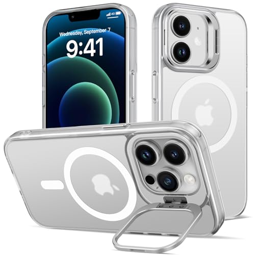 nicekool Hülle für iPhone 12 Pro / 12 mit Ständer, Kompatibel mit Magsafe Integrierter Versteck Kameraständer Handyhülle Stoßfest Schutzhülle Cover Durchscheinend Matt Schutzhülle Case, Transparent nicekool Hülle für iPhone 12 Pro / 12 mit Ständer, Kompatibel mit Magsafe Integrierter Versteck Kameraständer Handyhülle Stoßfest Schutzhülle Cover Durchscheinend Matt Schutzhülle Case, Transparent von nicekool