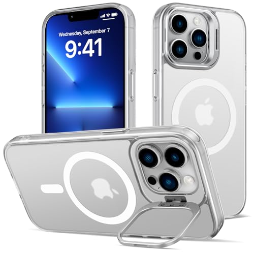 nicekool Hülle für iPhone 13 Pro Max mit Ständer, Kompatibel mit Magsafe Integrierter Versteck Kameraständer Handyhülle Stoßfest Schutzhülle Cover Durchscheinend Matt Schutzhülle Case, Transparent nicekool Hülle für iPhone 13 Pro Max mit Ständer, Kompatibel mit Magsafe Integrierter Versteck Kameraständer Handyhülle Stoßfest Schutzhülle Cover Durchscheinend Matt Schutzhülle Case, Transparent von nicekool