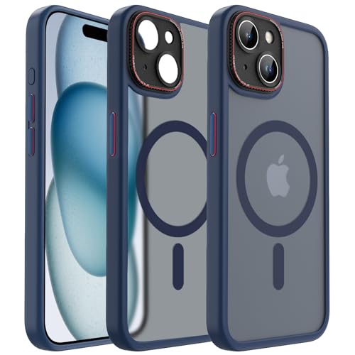 nicekool Hülle für iPhone 15 Kompatibel mit MagSafe, magnetische HandyHülle Case für iPhone 15 Schutzhülle Kratzfeste Rückseite DurchscLannende Matt, Blau von nicekool