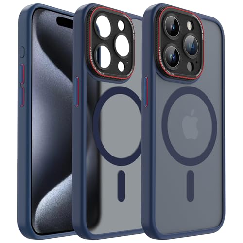 nicekool Hülle für iPhone 15 Pro Kompatibel mit MagSafe, magnetische HandyHülle Case für iPhone 15 Pro Schutzhülle Kratzfeste Rückseite DurchscLannende Matt, Blau von nicekool