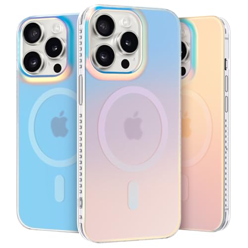 nicekool Hülle für iPhone 15 Pro Kompatibel mit MagSafe, magnetische HandyHülle Case für iPhone 15 Pro Schutzhülle Kratzfeste Rückseite Durchscheinende Matt, Schillernd Fluoreszierend von nicekool