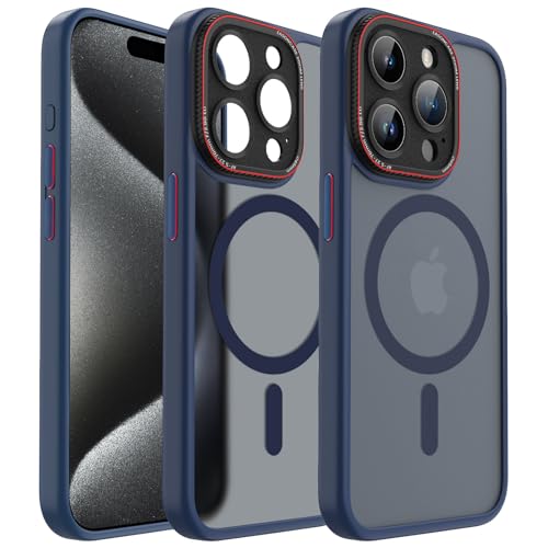 nicekool Hülle für iPhone 15 Pro Max Kompatibel mit MagSafe, magnetische HandyHülle Case für iPhone 15 Pro Max Schutzhülle Kratzfeste Rückseite DurchscLannende Matt, Blau von nicekool