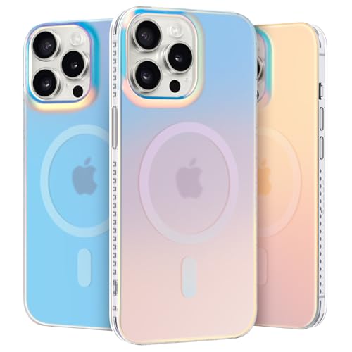 nicekool Hülle für iPhone 15 Pro Max Kompatibel mit MagSafe, magnetische HandyHülle Case für iPhone 15 Pro Max Schutzhülle Kratzfeste Rückseite Durchscheinende Matt, Schillernd Fluoreszierend von nicekool