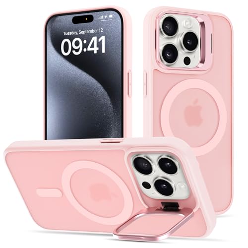 nicekool Hülle für iPhone 15 Pro Max mit Ständer, Kompatibel mit Magsafe Integrierter Versteck Kameraständer Handyhülle Stoßfest Schutzhülle Cover Durchscheinend Matt Schutzhülle Case, Rosa nicekool Hülle für iPhone 15 Pro Max mit Ständer, Kompatibel mit Magsafe Integrierter Versteck Kameraständer Handyhülle Stoßfest Schutzhülle Cover Durchscheinend Matt Schutzhülle Case, Rosa von nicekool